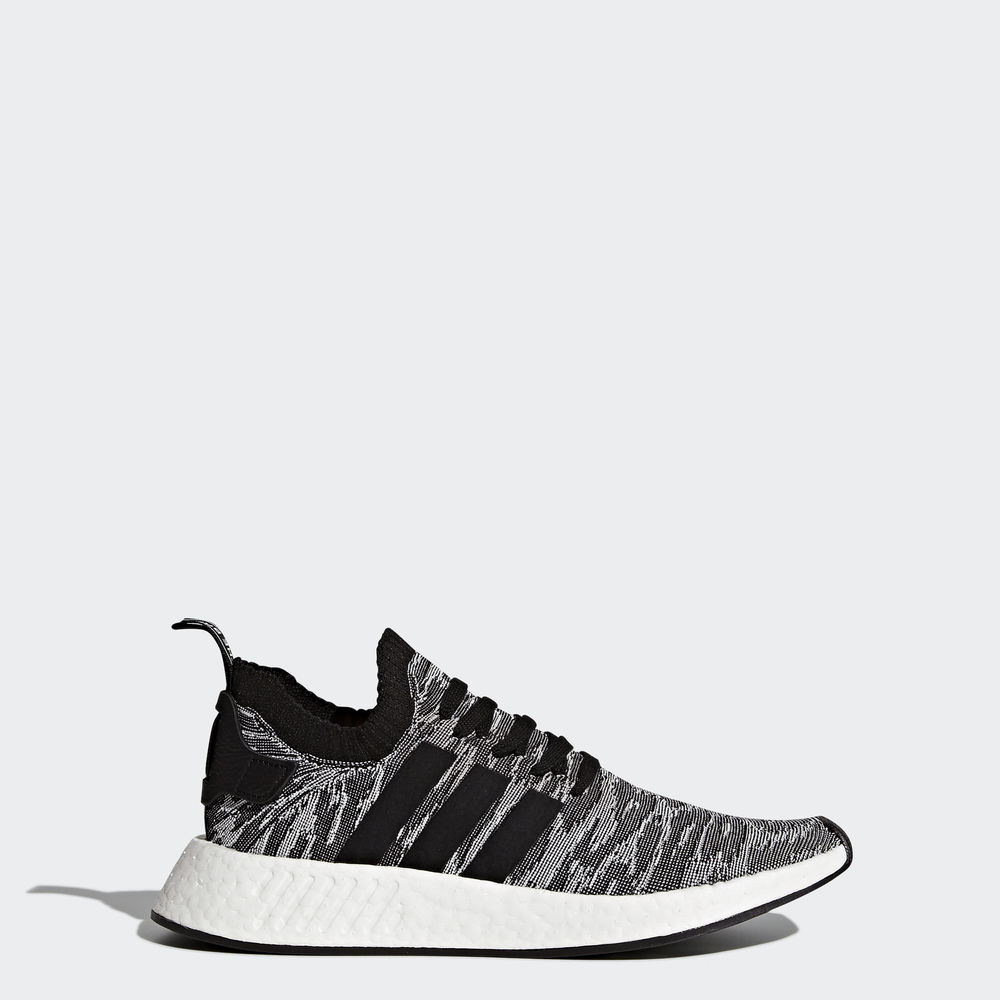 Adidas Nmd_r2 Primeknit - Originals γυναικεια - Γκρι/Μαυρα/Ασπρα,Μέγεθος: EU 36 – 54 2/3 (720THSVX)